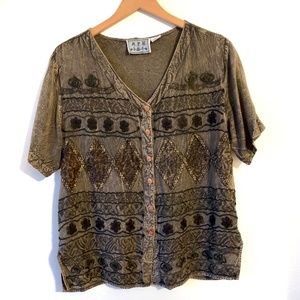 Vintage M.P.H | Embroidered Stone Wash Blouse